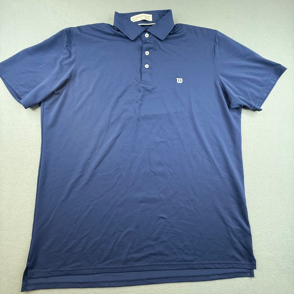 Holderness & Bourne Polo Shirt Mens XL Blue Tailored Fit Short Sleeve W Logo